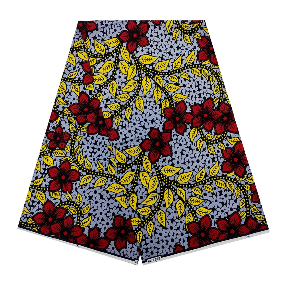 

African Wax Fabric Veritable Wax Nigerian Ankara Block Prints Batik Fabric Dutch Pagne 100% Cotton 6yards Women Wedding Dress 6