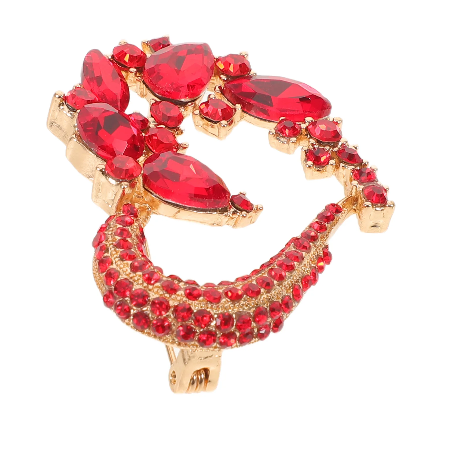 

Red Love Heart Brooch Rhinestone Embellished Pin for Women Coat Scarf Shawl Lapel Jewelry Valentine's Day Wedding Party Gift