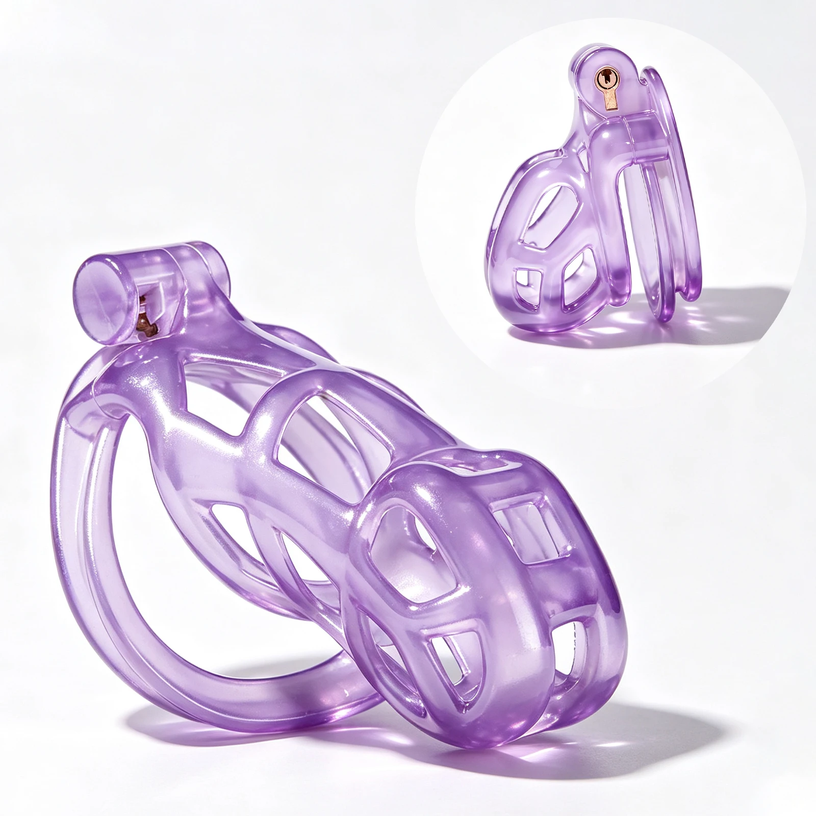 Male Chastity Cage Sleeve With 4 Size Resin Penis Rings Discreet Sissy Femboy Cock Cage Devices Men Adult Goods Sex Toys For Men