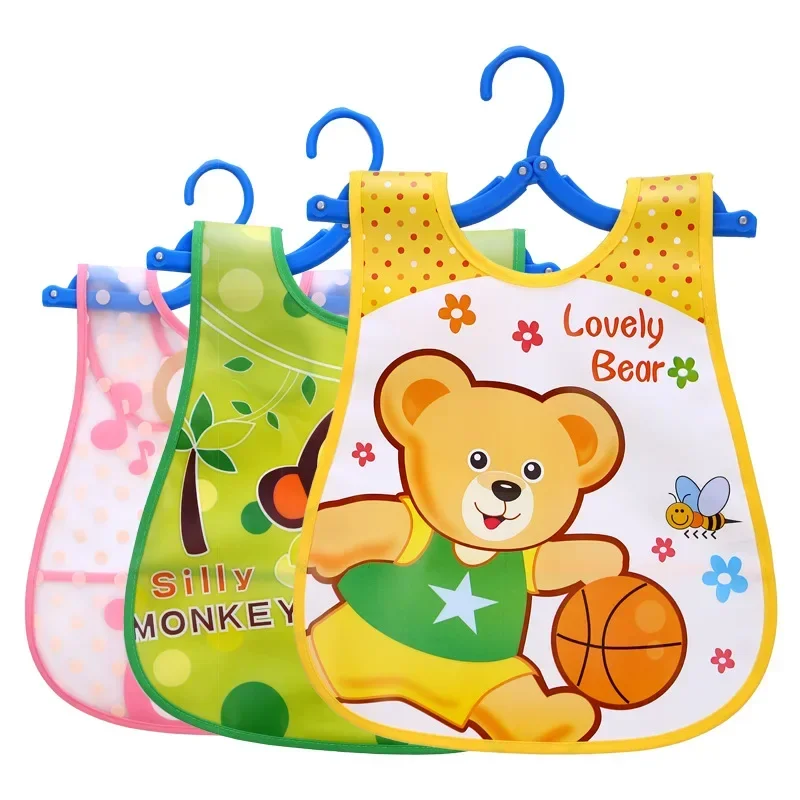 Adjustable Baby Bibs EVA Plastic Waterproof Lunch Feeding Bibs Baby Cartoon Feeding Cloth Children Baby Apron