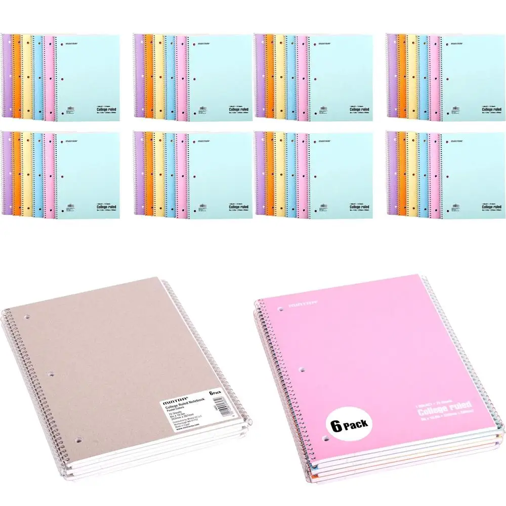 

Блокноты в спиральном переплете пастельных цветов, 70 листов, в линейку, 24 штуки в упаковке, идеально подходят для школы, работы и эстетичного письма