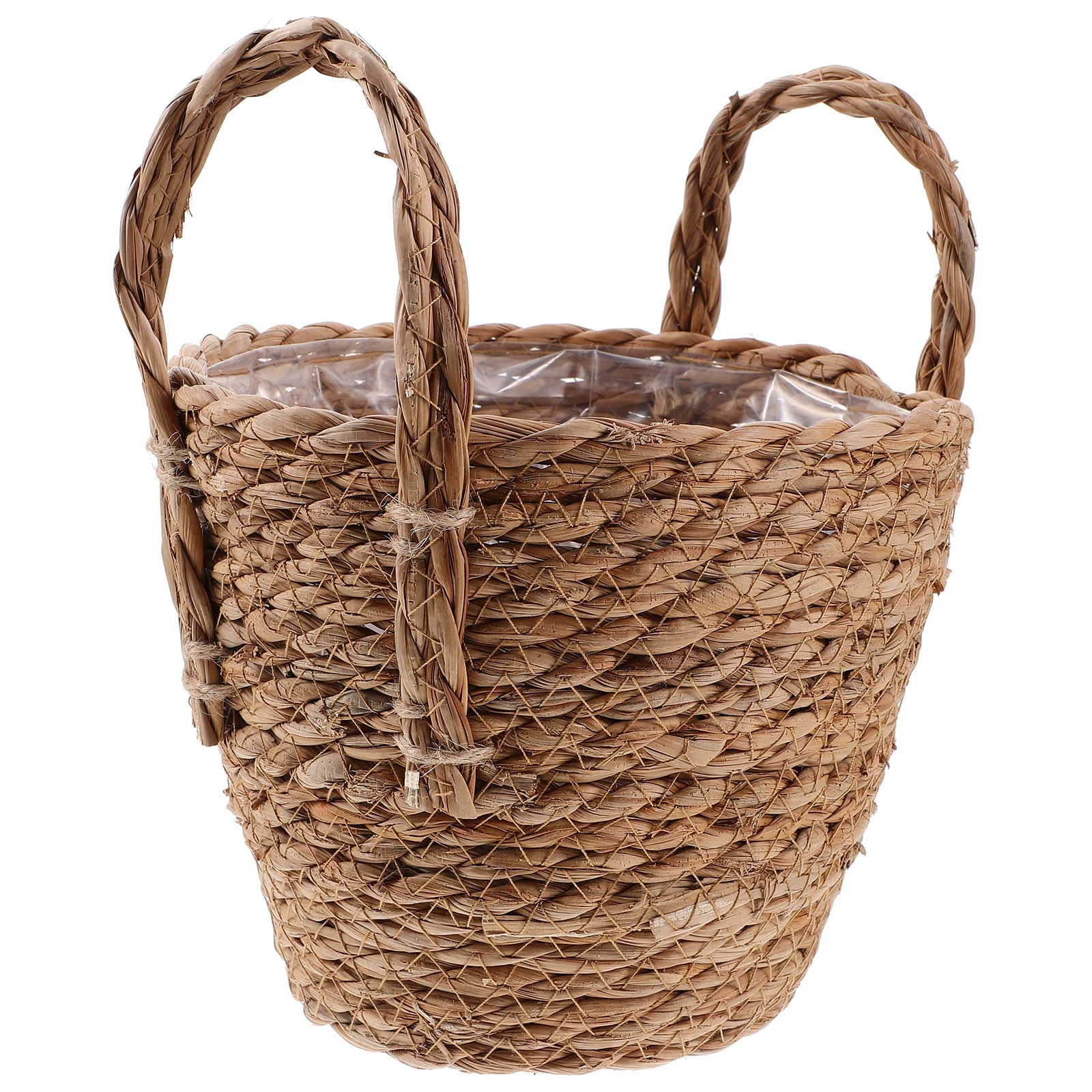 Wicker Storage Bin Straw Flower Pot Faux Plant Flowerpot Bucket Large Premium Seaweed Vase