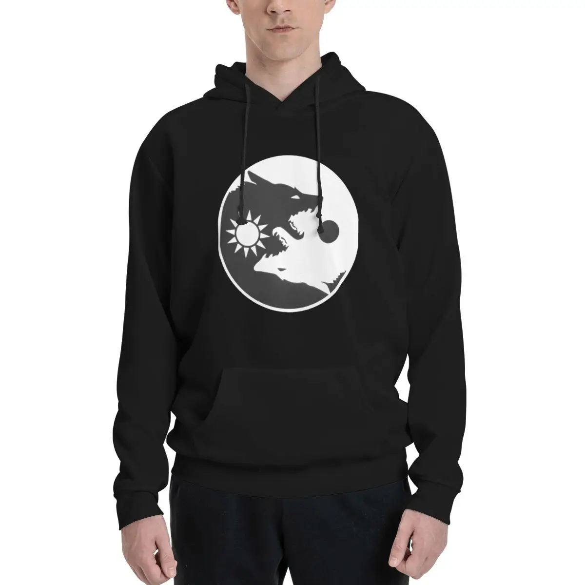 Sun Moon Yin Yang Wolf Viking Celtic Polyester Hoodie Men's sweatershirt Warm Dif Colors Sizes