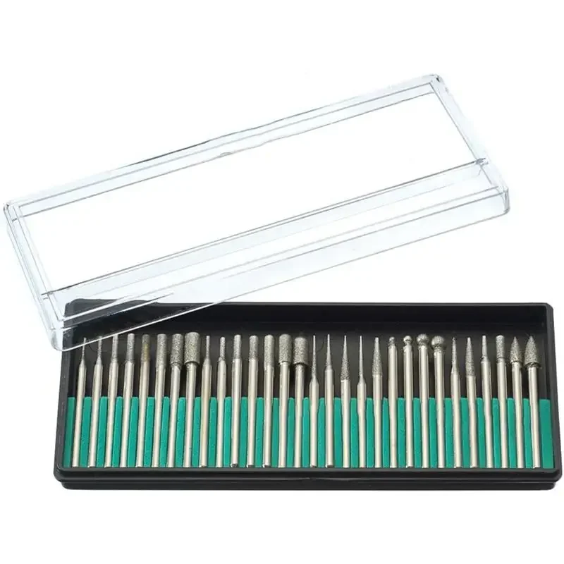 30Pc/box Drill Bit Diamond Burs Bits For Electric Grinder Rotary Tool SetGrinding Carving Cutting Rotary Tool Abrasive Tool Part