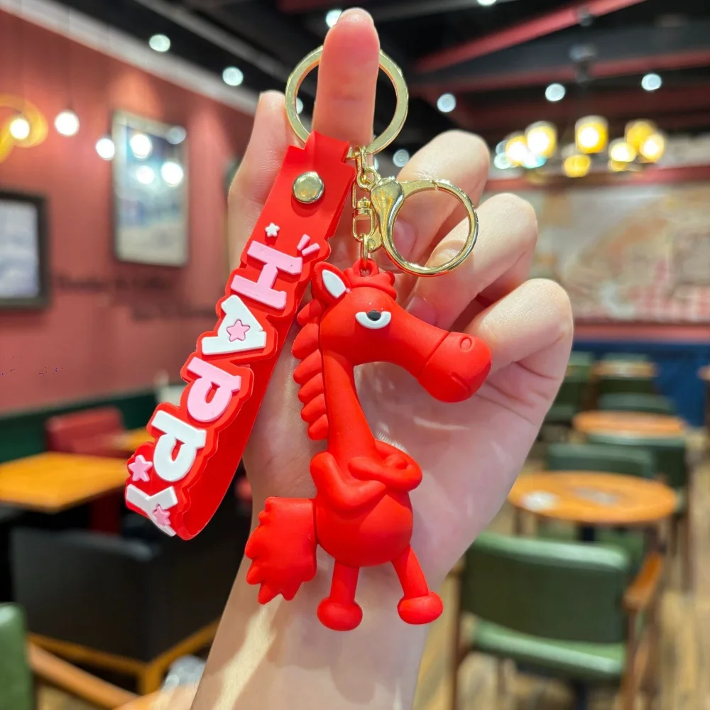 Chaveiro de cavalo da sorte elegante ano do cavalo símbolo cavalo chaveiro pingente sorte animal carro chaveiro para mochila charme saco