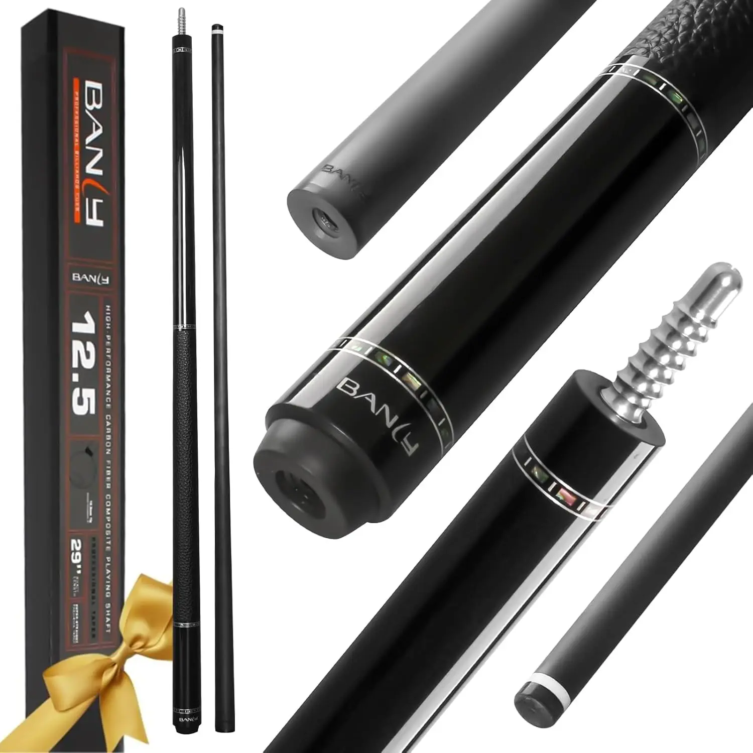 Banly SG Series Carbon Fiber Billiard Cue 12.5mm Tip Low Deflection Pool Cue Stick For 8 Ball 9 Ball With Gift Box