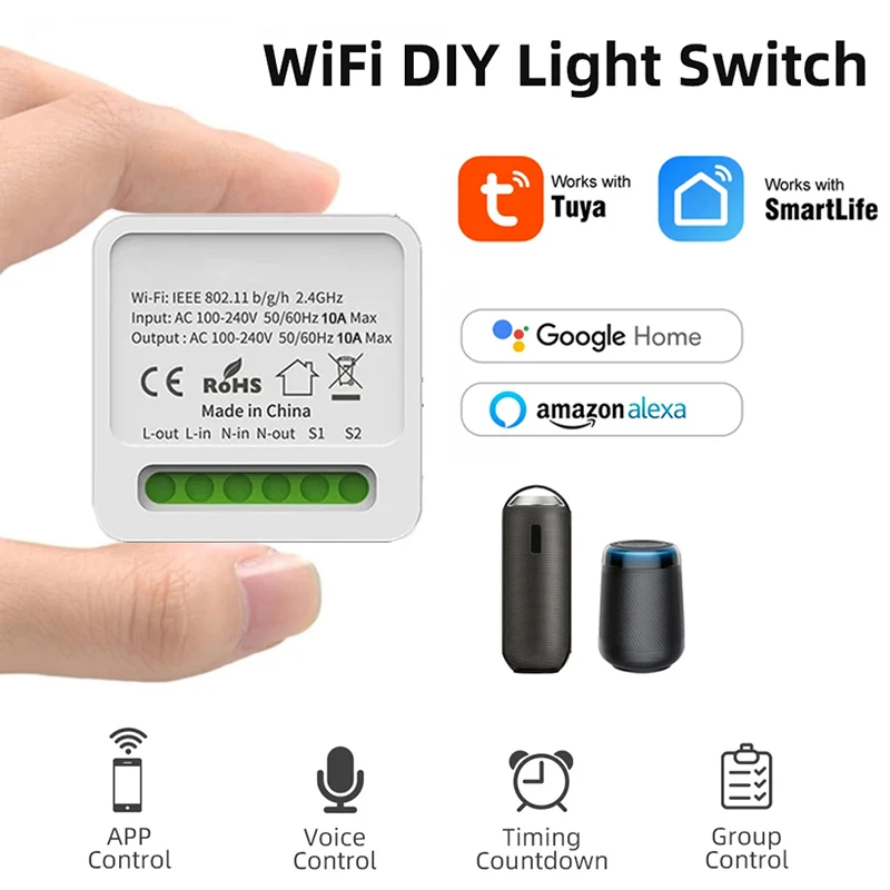 Tuya ZigBee 3.0 Smart WiFi Switch 16A 2 Way Control Switches Mini Smart Breaker Smart Life Control Support Alexa Google Home