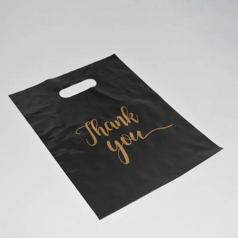 Customized product、Factory price custom logo printed retail black pink plastic small business supermarket packaging shopping bag