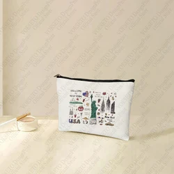 1 pc welcome to New York pattern Makeup Bag, Travel Toilet Storage Bag, Party Gift Zipper Organizer, Cosmetic Pouch For Makeup