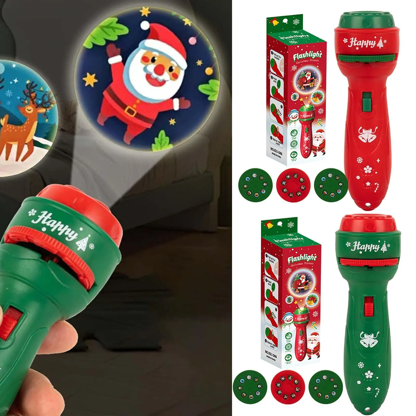 Christmas Projector Flashlight Early Education Educational Development Toy Children Enlightenment Luminous Toy cartoon Pattern