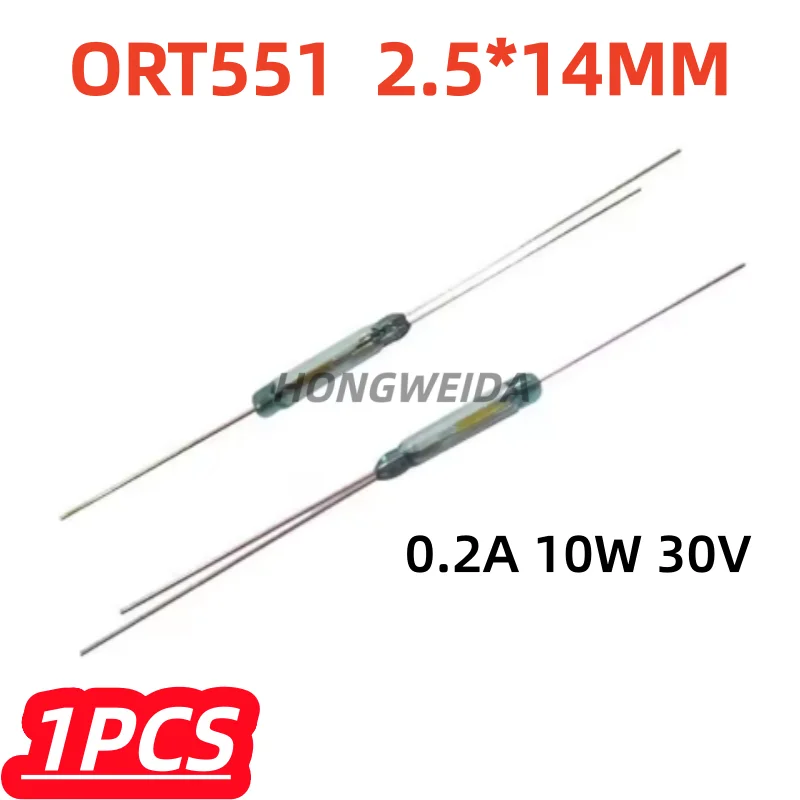 1Pcs/lot 100% New ORT551 Reed Switch 2.5*14MM 0.2A 10W 30V SPDT Conversion Magnetic Contact Induction Sensor
