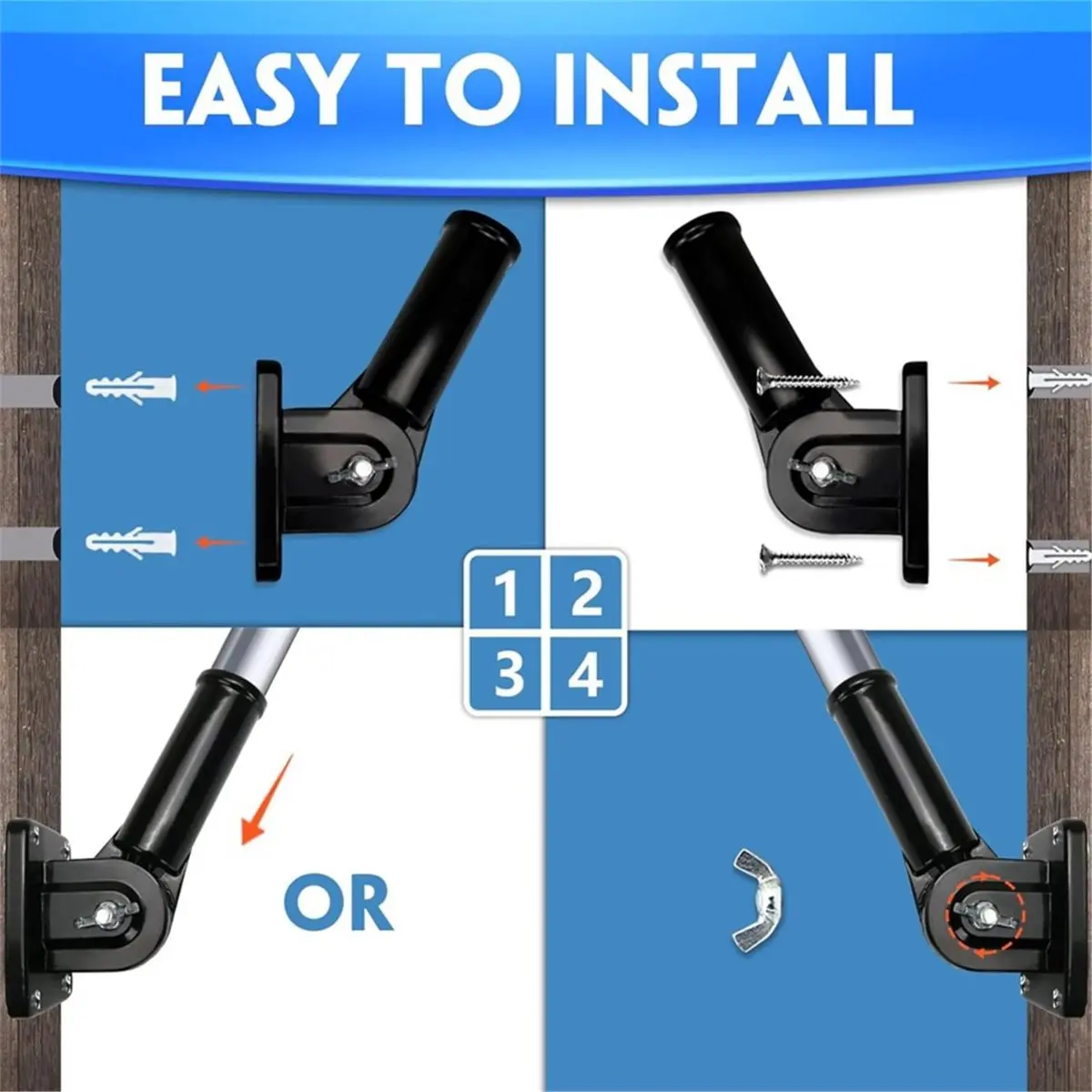 Multi-use Gear 2 Pcs Flag Pole Holder for Outside House, Adjustable Flag Pole Mount, Metal for Outside, Multi-Position
