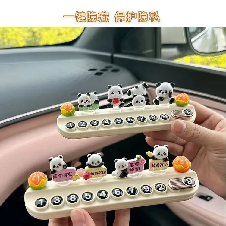 

Car Creative Temporary Parking Number Plate Cute Panda Car Moving Phone Plate Car Interior Decoration Moving Ornaments