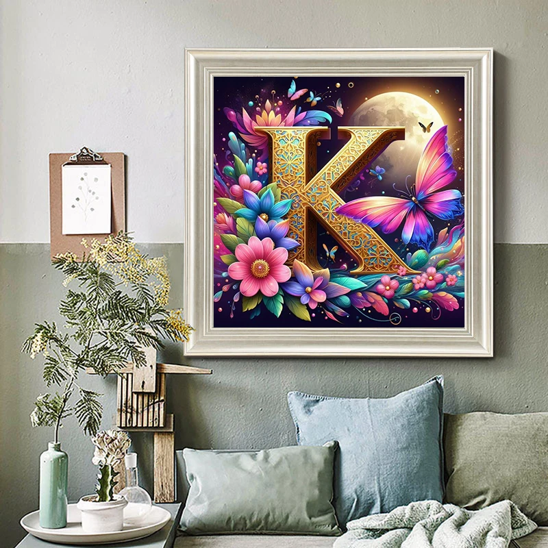 Full Square/Round Drill 5D DIY Diamond Painting "Letter First Name Butterfly Flower" Embroidery Cross Stitch Home Decor Gift Art