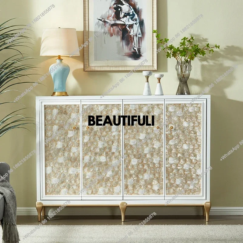 

ZEuropean light luxury home shoe cabinet, white simple home, shell decorative porch cabinet with drawer locker