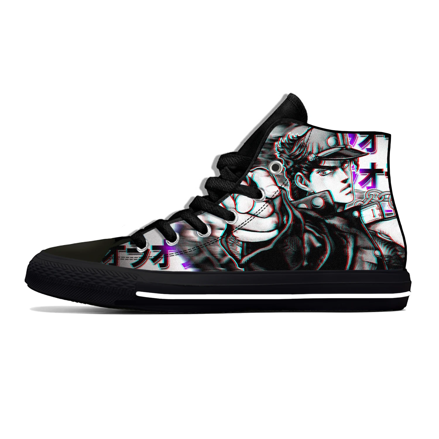 Japanese Anime Jojo Bizarre Adventure Kujo Jotaro Casual Cloth Shoes High Top Lightweight Breathable 3D Print Men Women Sneakers