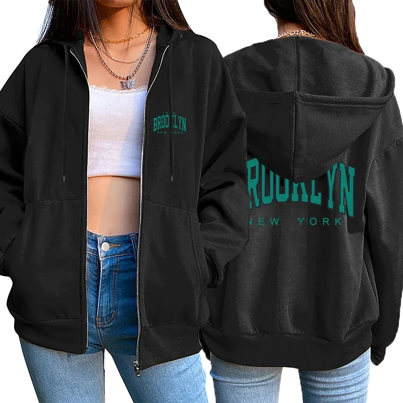 

Women's Zip-up Hoodies High Quality Hooded Long Sleeved Jackets All Season Daily Casual Sports Coats Urban Fashion Streetwear