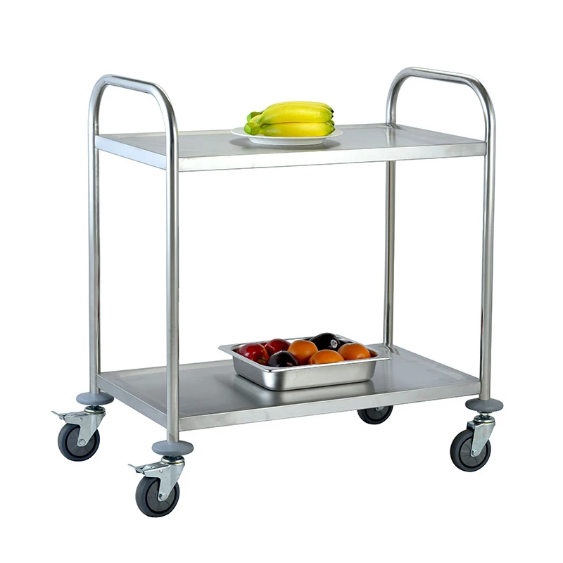 Stainless steel meat rack trolley 3-layer mobile trolley for butcher shop meat storage, display, and processing