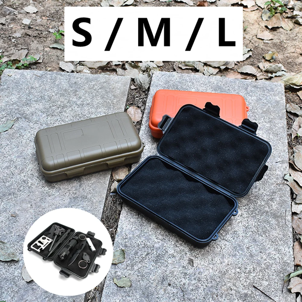 1 Pc Shockproof Box Plastic Outdoor Camping Survival Container Storage Case Box Bag S/M/L Black, Mud, Orange Parts