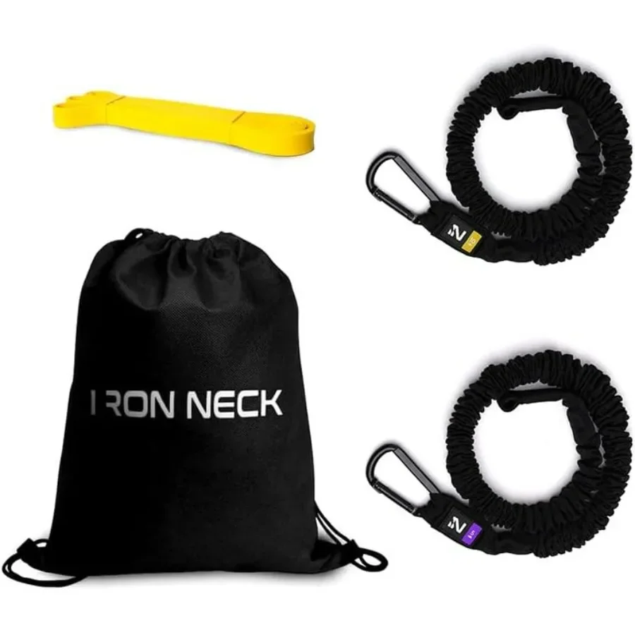 حزام مقاومة للرقبة الحديدية، حزام تمرين متين مع حلقات تسلق فولاذية لتدريبات القوة وتدريبات القوة وإعادة التأهيل #1