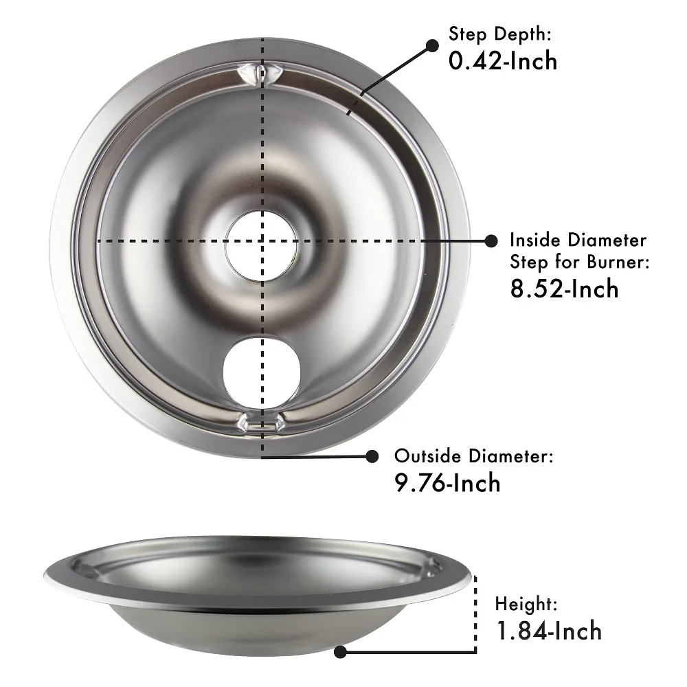 Heavy Duty Chrome Drip Bowls 2-Pack for Kitchen Sink Drain Basket Replacement Dish Rack Tray