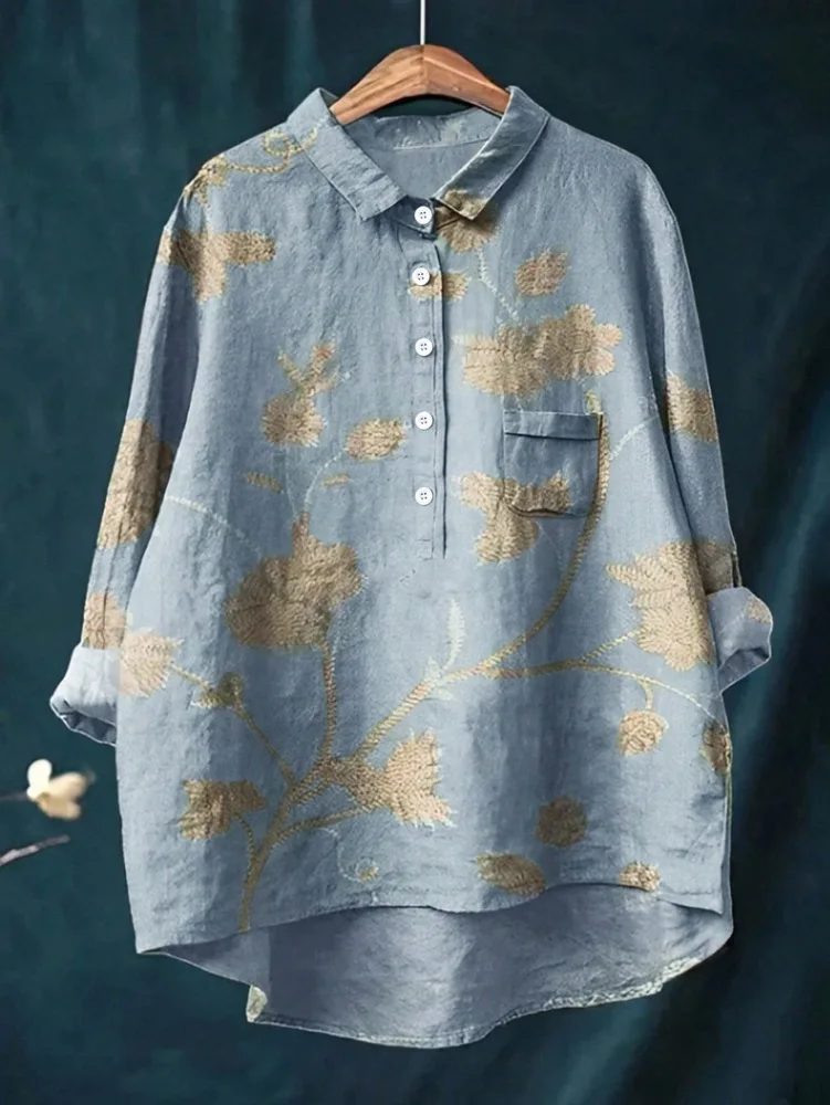 

Women's Casual Commuter Shirt Bohemian Geometric Print Long Sleeve Shirt