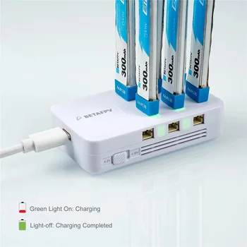 Betafpv 6 portas 1s carregador de bateria lipo-bateria tipo-c carregador bt2.0 & ph2.0 fpv cetus racing drone acessórios