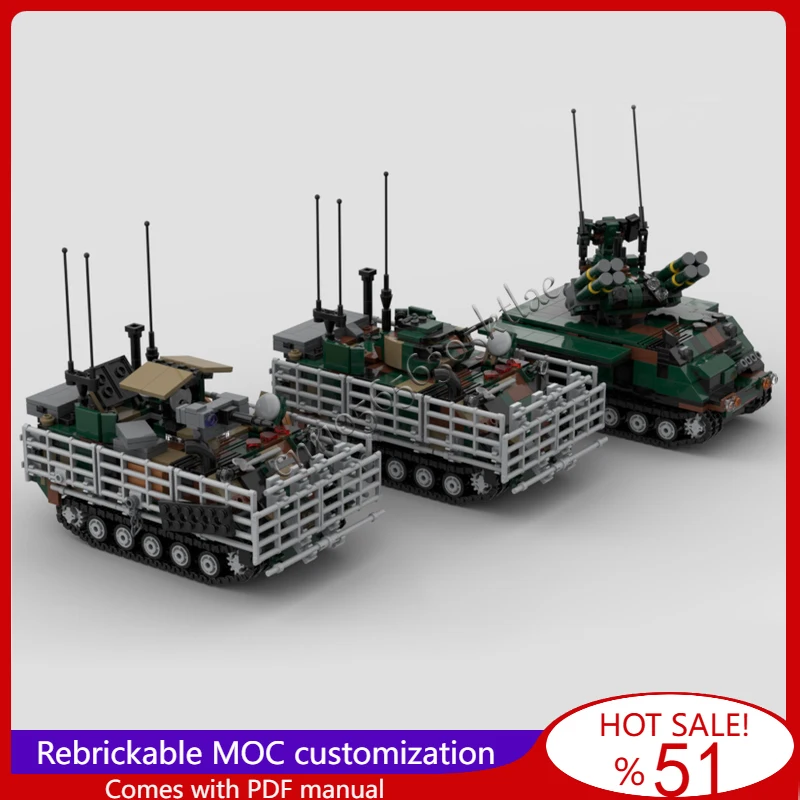 

New 2635 Parts MOC Customize Battle Series M113 Pack Tank Model DIY Assembled Educational Creative Children Toys Christmas Gifts