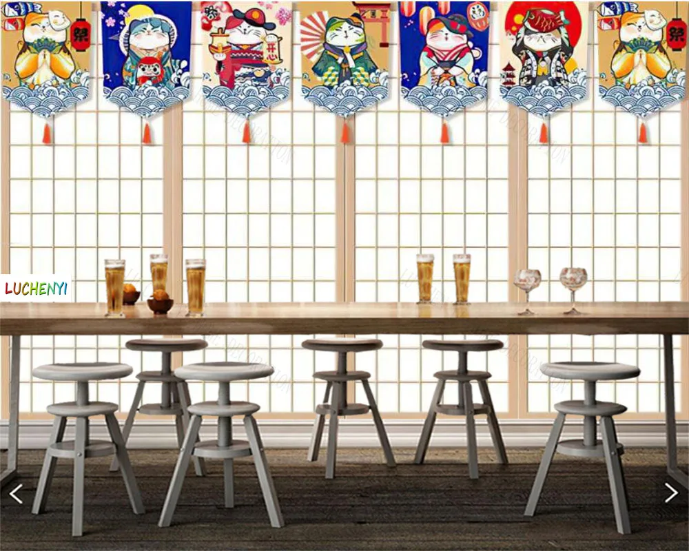 Papel de paredel Hand-painted Japanese restaurant sliding door  Japanese restaurant culture restaurant wallpaper home decoration