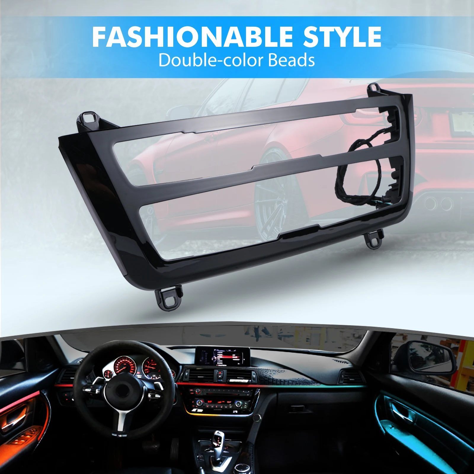 BEVINSEE Car Dashboard AC Panel Radio Trim For BMW 3 Series F30 F31 F34 2012-2018