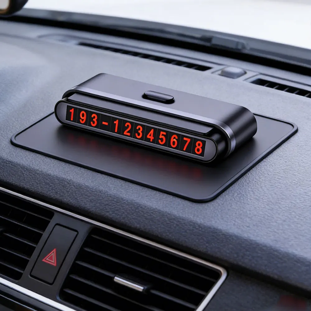 Car Temporary Parking Card Phone Number One-click hid Ultra-thin Drawer Hideable Luminous Telephone Number Plate car Accessories