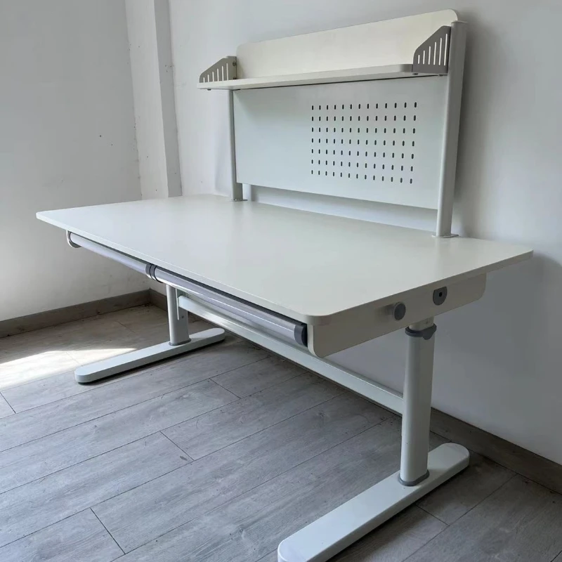 Grande mesa branca de madeira maciça mesa de estudo infantil estudante escrita em casa pode ser levantada e inclinada
