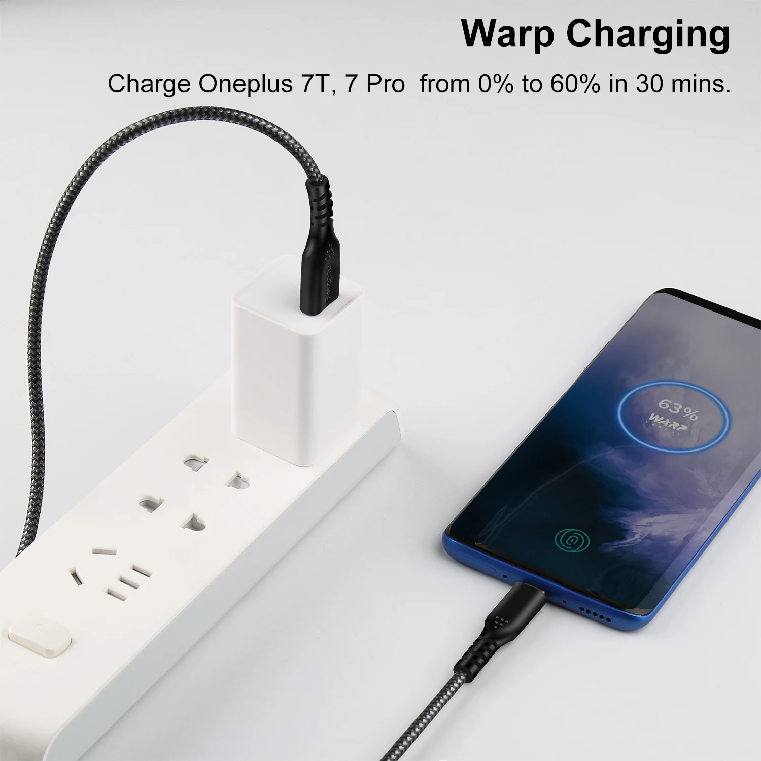 Fasgear Warp Charge 30W Cable for Oneplus 7 Pro 7T Dash Charging USB C Cable Fast Charge Nylon Braided Data Sync Type C Cable