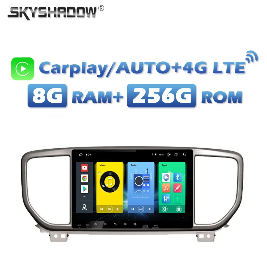 4G SIM DSP Carplay Android 13.0 8G+256G 8Core IPS Bluetooth Wifi GPS Map Car DVD Player RDS Radio For kia Sportage KX5 2018 2019