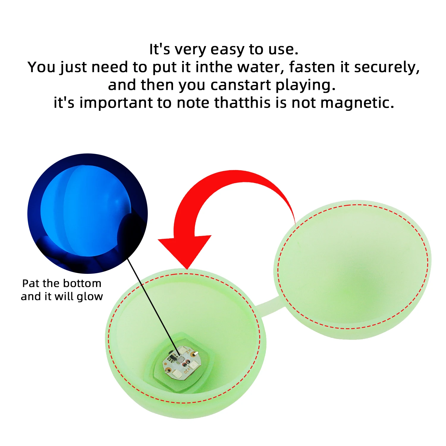 Bola de água de fivela luminosa reutilizável, Injeção rápida de água para piscina de verão, Brinquedos ao ar livre com cores aleatórias