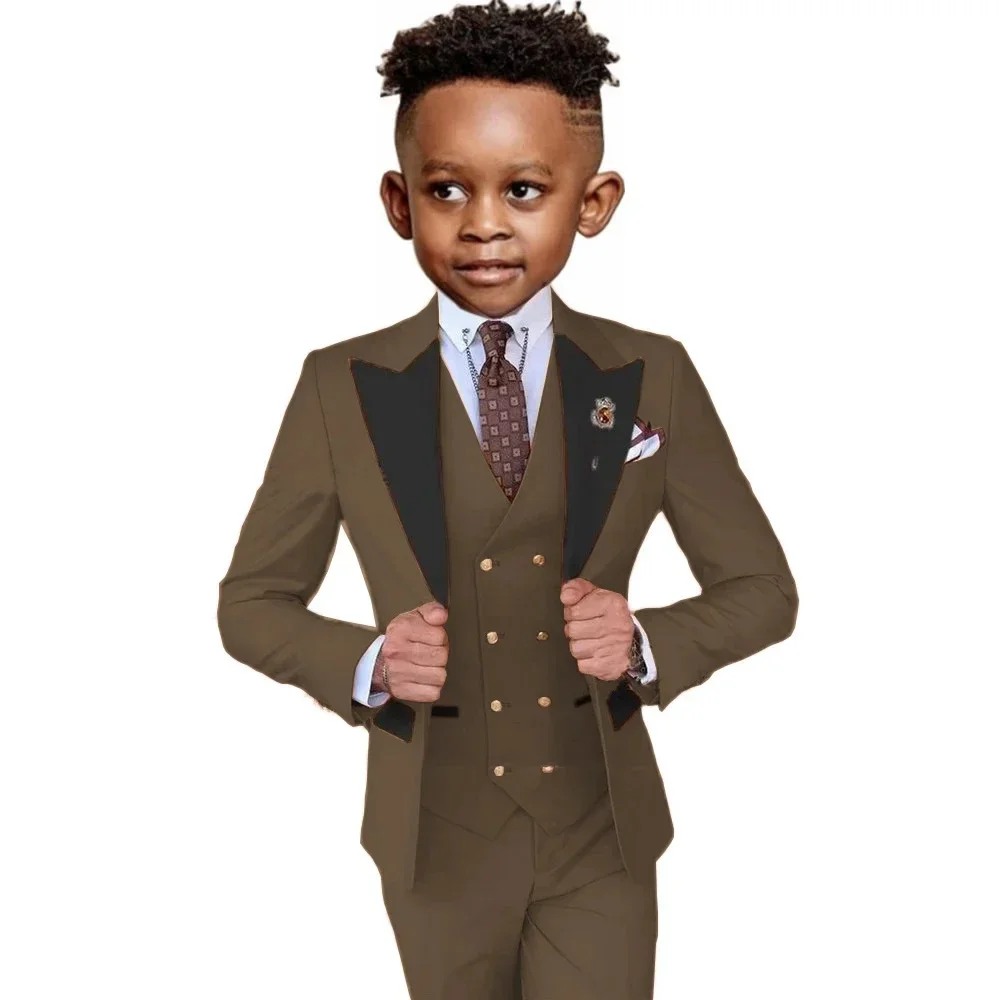 

2-16 Years Custom Clothes Casual Boys Suit Jacket Pants Vest 3 Piece Set Formal Blazer for Kids Wedding Tuxedo Suits