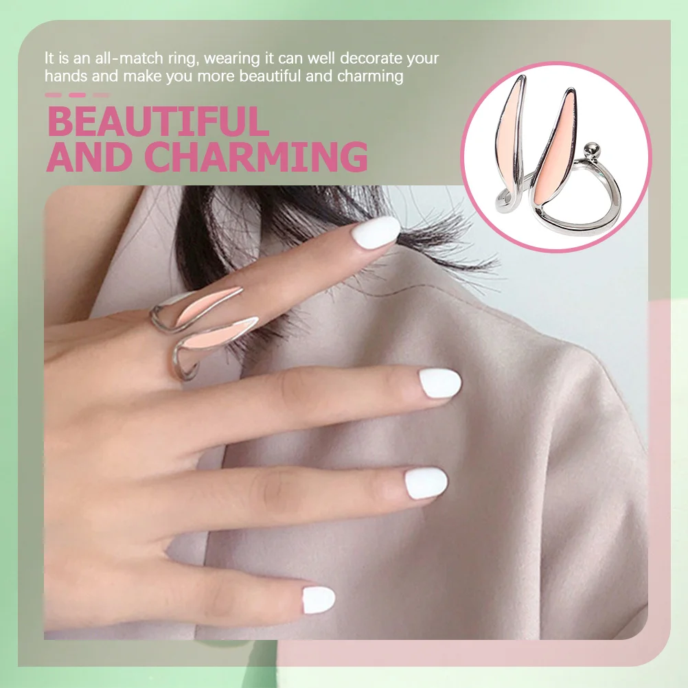Bunny Ears Ring Unique Shape Copper Material Smooth Edges Adjustable Opening Ring Women Fashion Jewelry All Occasions