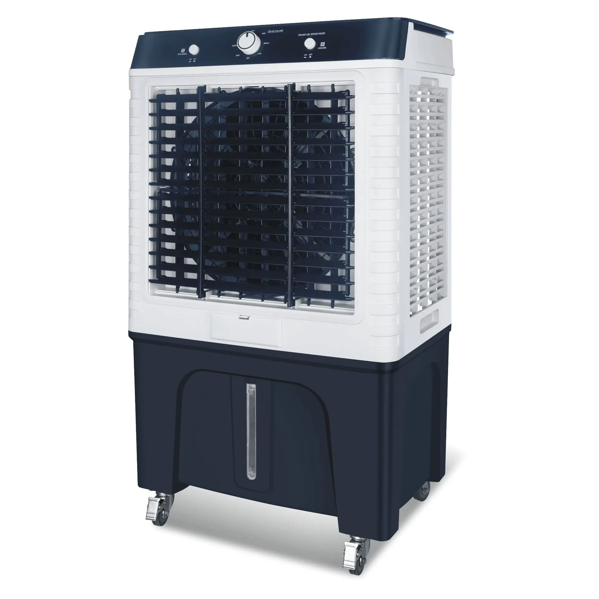 Portable evaporative air cooler ventilation fans for outdoor garage RVs and hotels