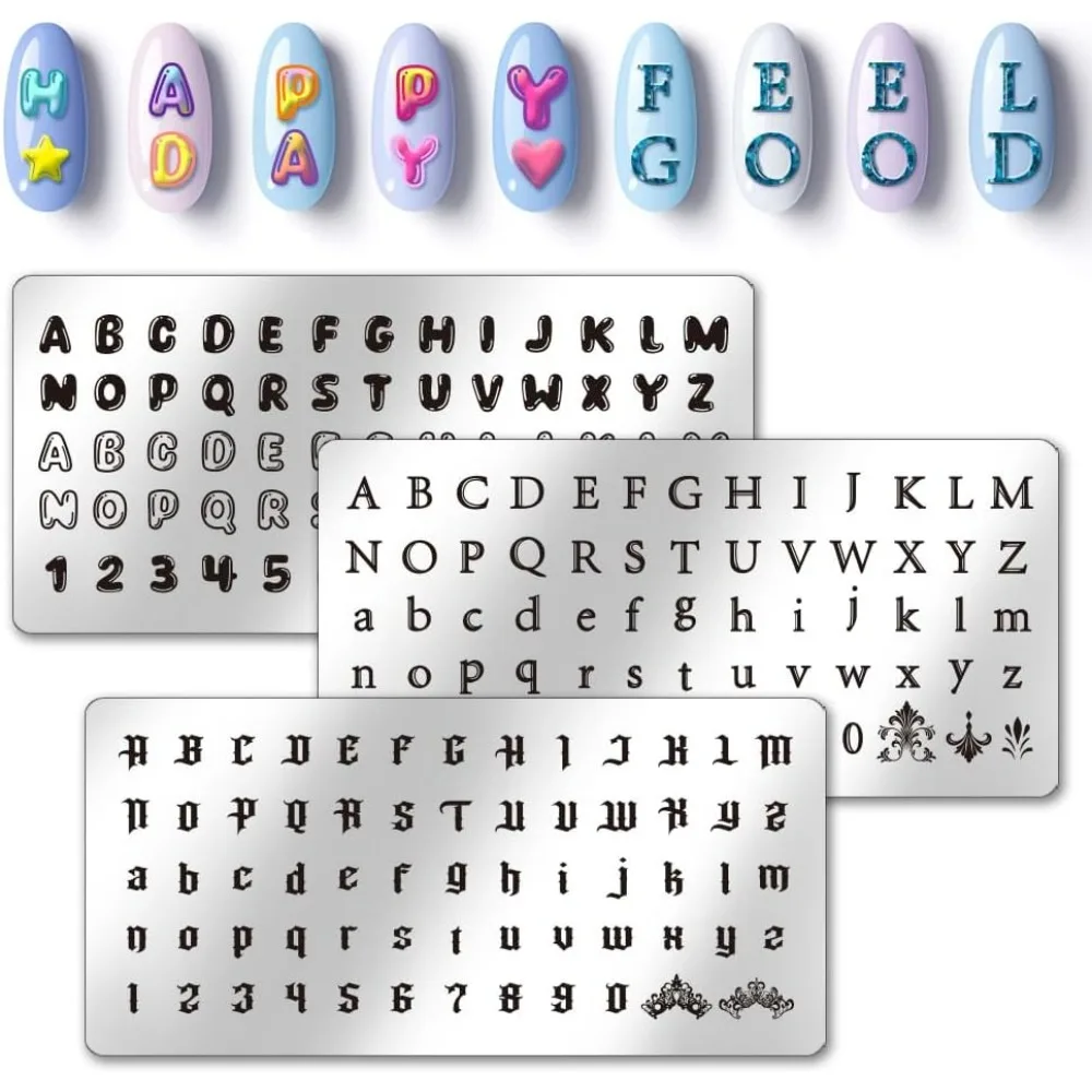 3 peças de kit de decoração de unhas para estampagem