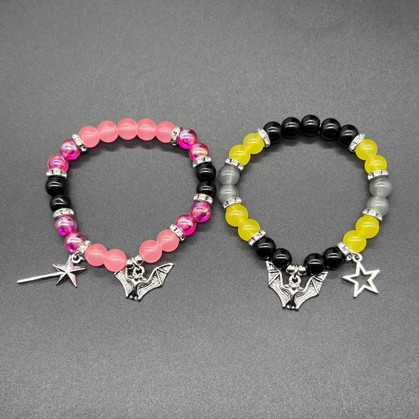 Cute Pink Cat Fast And Furious Matching Bracelets For Couples Bracelets Cool Race Car Victory Banner BFF Beaded Bracelets Gifts