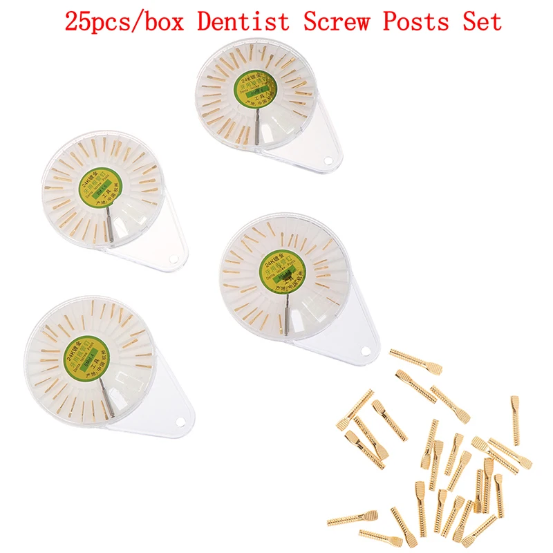 

25Pcs/Box Dental Golden Plated Screw Post Dental Materials For Dentist Tool Dentistry Use Post