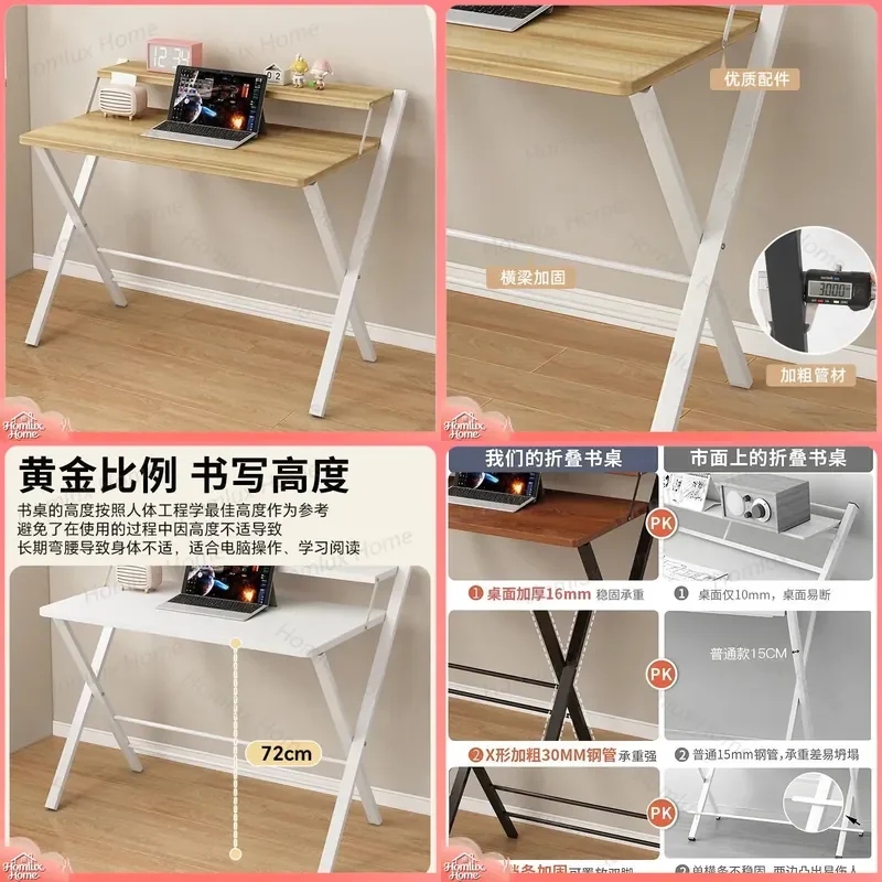 Foldable Desk for Small Apartment Computer Writing Table Student Home Bedroom Bedside Simple Compact Workstation