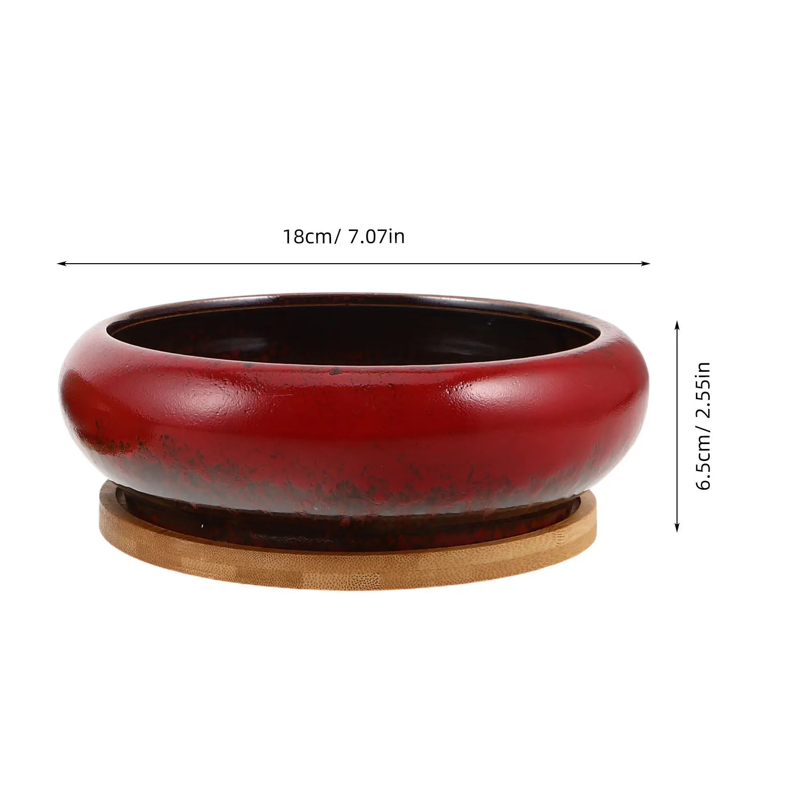 2Pcs Shallow Ceramic Planter Pots Vintage Style Glazed Bonsai Succulent Plant Containers Tray Included Indoor Outdoor
