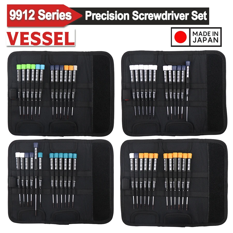 VESSEL Precision Screwdriver Set with Phillips/Slotted/Torx/Hex Screwdrivers,Pouch for Computer, Laptop, Watch NO.9906A/9912D