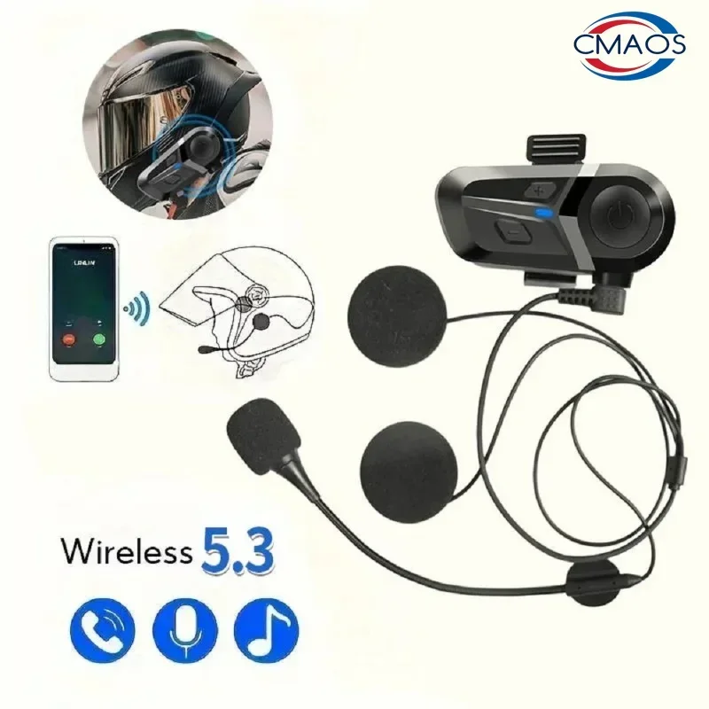 BT 5.3 Moto Helmet Headset Light Wireless Helmet Hands-free Call Phone Motorcycle Waterproof Earphone Music Player Speaker Moto