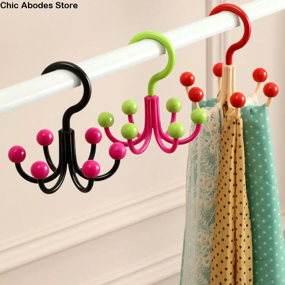 

6pcs Six Claws Rotating Hook Portable Plastic Dopamine Hook Hanger Space-Saving Scarf Hat Bag Organizer Laundry