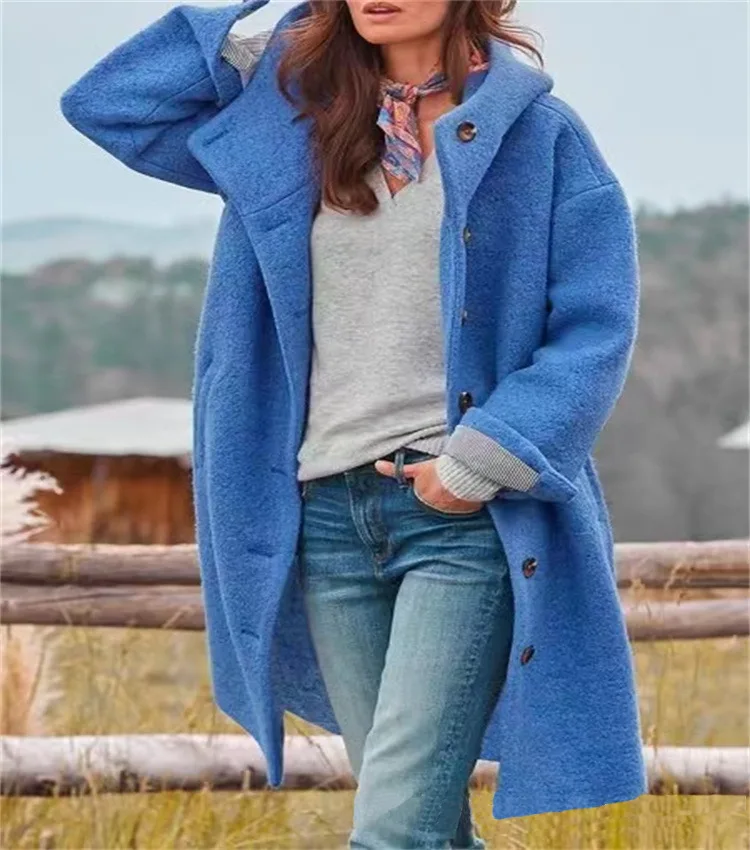 Women's Clothing 2024 Autumn And Winter Long Woolen Women's Coat,  Multi Colored And Multi Size Hooded Jacket Outdoor Casual