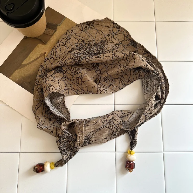 Picture 7: High-End Beaded Neck Scarf for Women Long Trendy Accessory Necklace Shirt Scarf Curtain Fashionable Women's Accessory