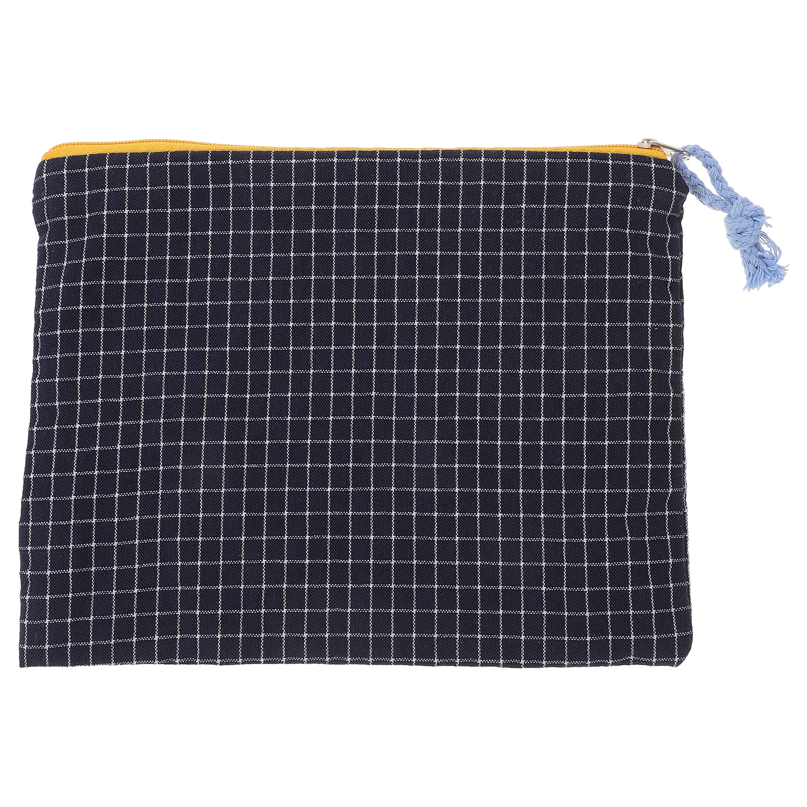 

Portable Makeup Vintage Grid Blue Large Capacity Travel Women Makeup Pouch Toiletry Pouch Storage Container