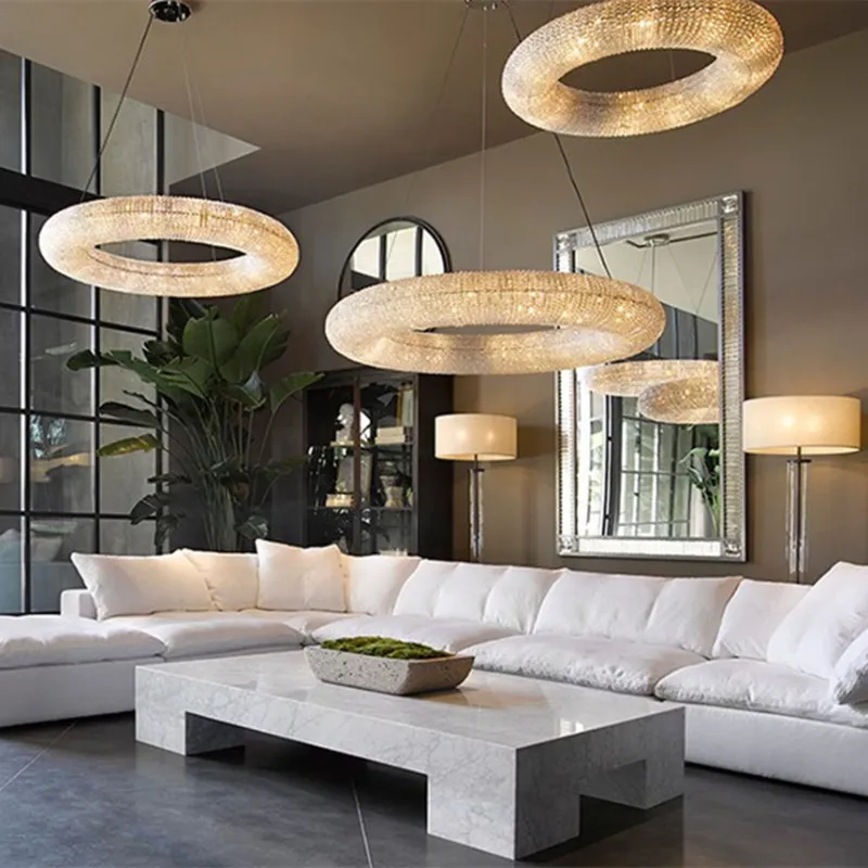Modern Luxury Circle Crystal Chandelier For Living Room Led Home Decor Hanging Lamp Light Fixture Round Bedroom Cristal Lustre